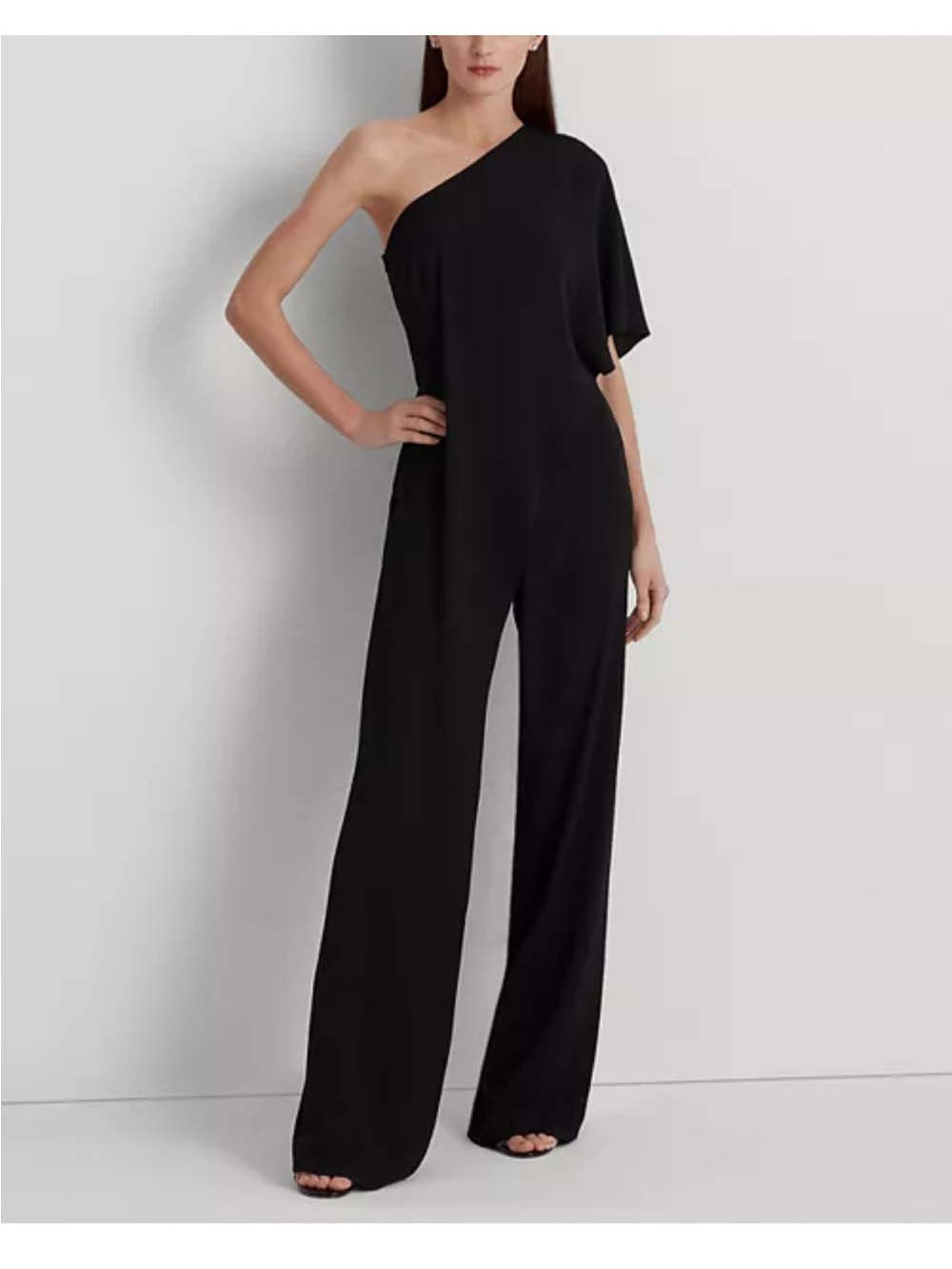 Ralph Lauren Black One Shoulder Caped Jumpsuit 8